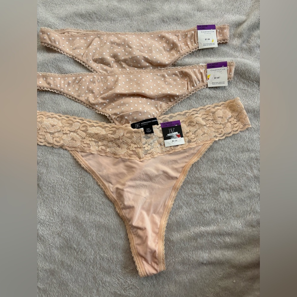 INC International Concepts and Charter Club Women's Lace Trim Panties - Tan